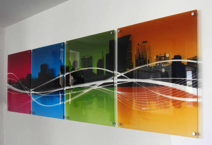 разноцветная фотопечать на стекле